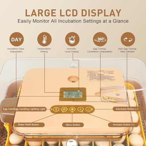 Nest IV - 56 Egg Incubator for Breeders, Fully Automated, Accurate Humidity & Temp Control, Flexible Spacing, Chick Separator, Custom Incubation Days, Auto Turning & Auto Stop, Easy Monitoring - size: 56 Egg [Brown]