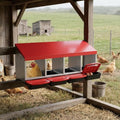 Garvee 4-Hole Roll Away Egg Collection Chicken Nesting Box | Galvanized Steel Nest Box for Laying Eggs - color: Red, size: 4 holes