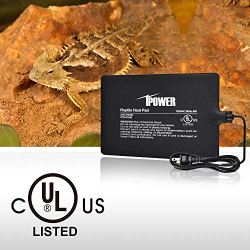 iPower Reptile Heat Pad 6X8 Inch 8W Under Tank Terrarium Warmer Heating Mat for for Turtle, Lizard, Frog, Snake, Reptile, and Other Small Animals - color: Black-1 Pack, size: 6" X 8", style: Heat Pad