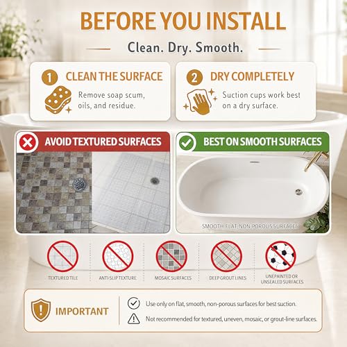 Yimobra Shower Mat, Bathtub Mat Non Slip, Big Drain Holes, 28x16, White | Strong Suction Cups, Anti Slip Bath Tub Mat for Inside Shower, Machine Washable Fast Drying, Bathroom Essentials - color: White, size: 27.5 X 15.5 Inch