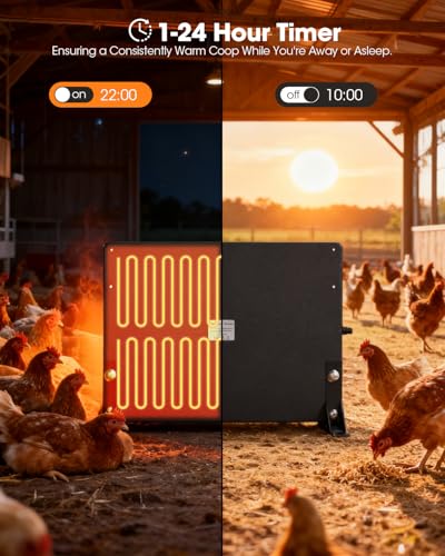 Brooder Heater for Chicks,Chicken Brooder with APP & Thermostat,Smart Chicken Coop Heater with Adjustable Temp (41~176℉) & 24H Timer,120 Watts Radiant Heat Flat Panel Heaters for Winter