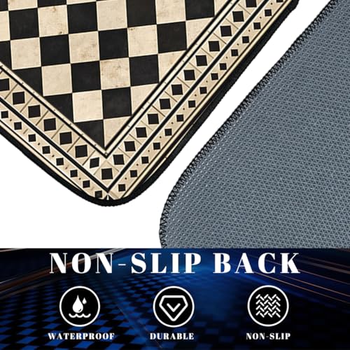 Vintage Car Floor Mats Checkerboard Black White Tile Carpet Front Rear Carpets Mat Decorative Car Floor Carpets Non-Slip Auto Car Accessories Universal Fit Car Accessories for Truck - color: Vintage