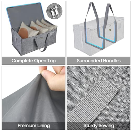 BALEINE Extra Large Storage Tote with Zippers & Carrying Handles, Heavy-Duty Oxford Fabric Moving Bags for Laundry, Space Saving, Storage, Winter Gray - color: Gray, size: 1-Pack