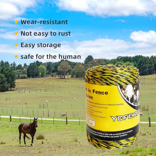 Upgraded Electric Fence Polywire 330 Feet，100 Meter，6 Stainless Steel Strands for Reliable Conductivity and Rust Resistance，Portable Electric Fence Rope - size: 330 Feet/100 Meters