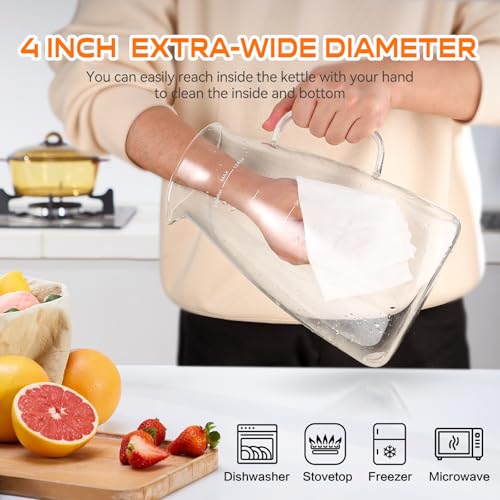 Aofmee Glass Pitcher with Lid and Handle, Glass Water Pitchers, 1 Gallon | Thickened Borosilicate Glass Iced Tea Pitcher, Drip-free Spout, Heat Resistant, Stovetop Dishwasher Safe Jug Jar - size: 1 Gallon