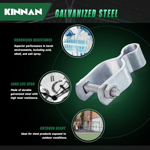 KINNAN 1-5/8" Chain Link Fence Gate Female Hinge, Heavy Duty Galvanized Steel, Gate Hinges with Bolts and Nuts, Durable Fence Hardware for Secure and Long-Lasting, Easy Installation (2 Pack) - size: 1-5/8