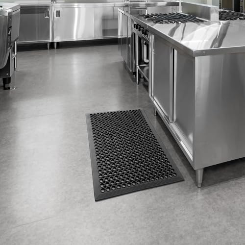 GRIDMANN Rubber Floor Mat, 36" x 24" Anti-Fatigue Drainage Mat, Non-Slip and Grease Resistant for Restaurants, Commercial Kitchens, Bar Floors, Black - size: 36"L x 24"W x 0.4"Th