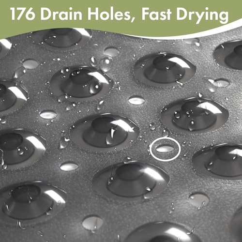 AmazerBath Shower Mat Non Slip 40 x 16 Inches, Shower Stall Mats with Suction Cups and Drain Holes, Non Slip Bath Mat for Tub for Elderly & Kids, Clear Black - color: Clear Black, size: 40" x 16" (Rectangular)
