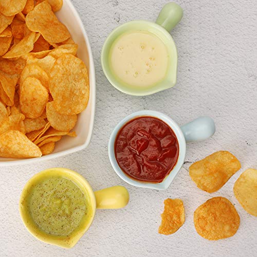 Small Sauce Bowls 2 OZ Cute Dip Bowls Set of 5 with Handle Colorful Ceramic Creamer Cup Mini - Mixed 5 Color - color: mixed 5 colors