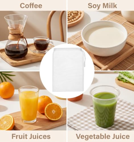 6 Pack Strainer Bags for Juicing, Juicer Bags for Cast Iron Juicer | 30×20cm Reusable, White Nylon Straining Bags, Reusable, Durable, Perfect for Nut Milk, Fruit Juice, Coffee