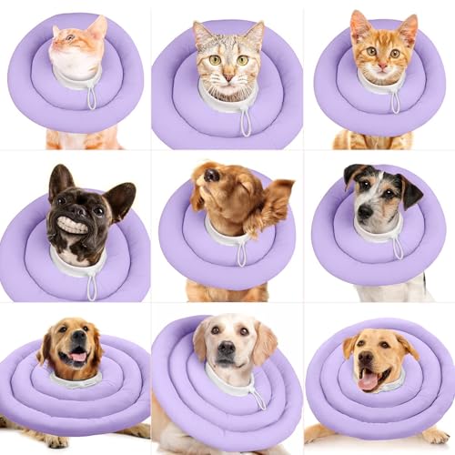 IDOMIK Dog Recovery Collar, Waterproof Soft Dog Cone After Surgery | Comfy Protective Elizabethan Collar Alternative for Dogs Cats, Adjustable Pet Neck Donut Cone Anti-Licking Wounds,Purple,M - color: Purple, size: M