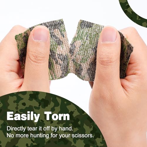 AZEN 16 Pack Camo Self Adhesive Bandage Wrap, 2" X 5 Yards Elastic Cohesive Bandage Wrap, Athletic Tape, Vet Wrap, Ankle Tape, Tattoo Tape Wrap (Camo) - color: Camo, size: 2IN - 16Pack
