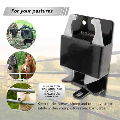 2-Way Lockable Gate Latch, Heavy Duty Automatic Slam Latch for 1.62" to 2" Round Tube Metal Gates, Double Direction Fence Gate Hardware for Livestock Cattle Pasture, Black
