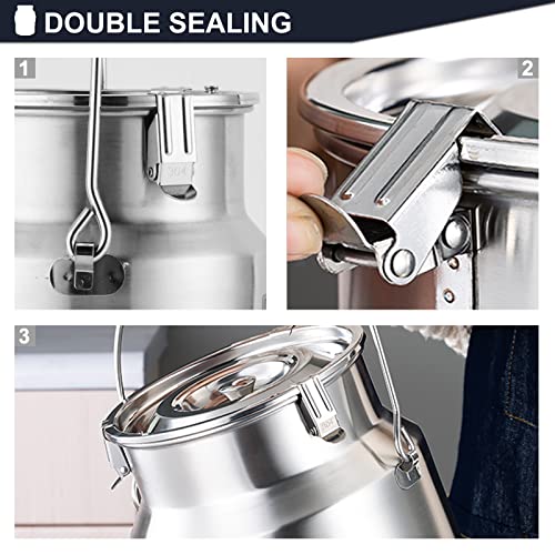 304 Stainless Steel Milk Can with Spigot 1.3 Gallon 5 Liter Metal Water Beverage Drink Dispenser Milk Pail Bucket for Milk Wine Oil