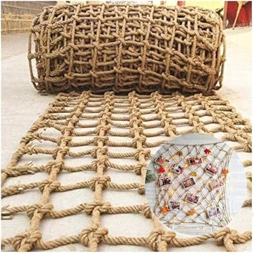 Jute Hemp Rope Nets for Safety & Decorative,Rope Ladder for Kids and Pet,Versatile Rope Net,Tree House Climbing Child Safety Stair Balcony Railing Protect(Size:1mx2m(3.2x6.5ft),Diamond Mesh) - size: 1mx2m(3.2x6.5ft)