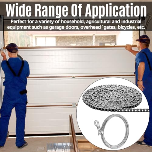 Tandefio #41 20 ft Roller Chain for Gate Openers with 2 Connecting Links and Cable Garage Door Opener Chain for Automatic Sliding Gate Extension Replacement Garage Hanger Door Karts