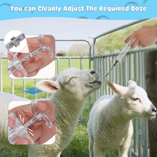 2 Pack Goat Drench Syringe, 50 mL Drench Gun for Goats | 2 Drench Nozzles, 4 Cleaning Brushes, Adjustable Dose Ring, Detachable for Cleaning, Goats and Sheep - style: 50ml