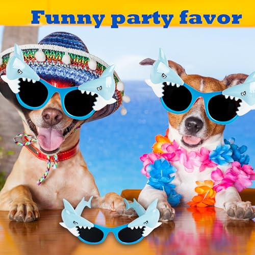 16 Pairs Shark Sunglasses Bulk Shark Photo Booth Props Tropical Ocean Theme Party Supplies for Kids Adults Birthday Party Decorations