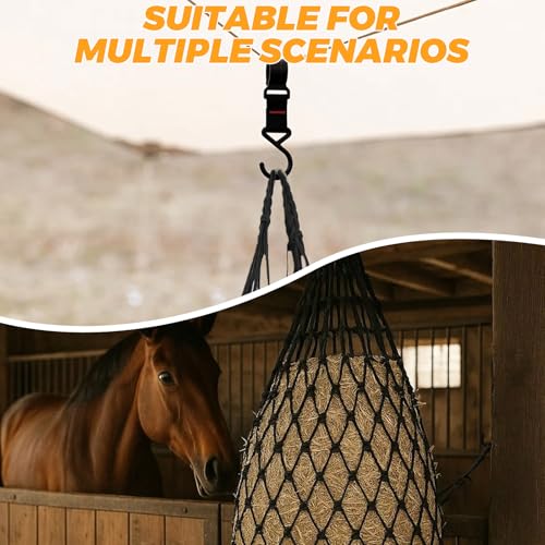 4 PCS Hay Net for Horses 40 Inch Length Slow Feed Hay Net for Slower Feeding 2.36"x2.36" Holes Hay Bag Travel Feeder for Horse Stable Trailer and Stall