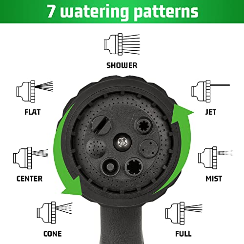 NEXCOVER Garden Hose Nozzle Sprayer - 7 Adjustable Watering Patterns Nozzle for Water Hose, Non-Slip Garden Spray Nozzle Hose Attachment for Car Washing, Watering Plants, Pets Showering,Lawns Cleaning - color: Dark Green