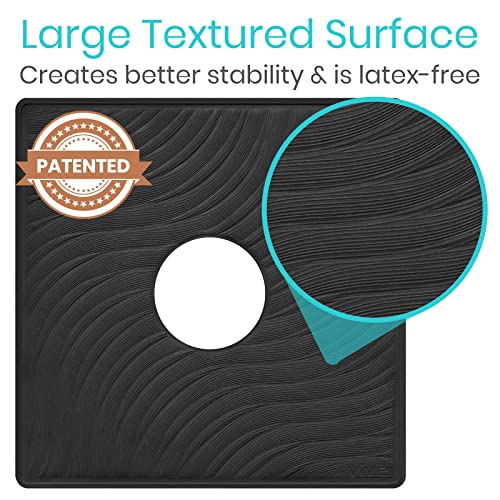 Vive Shower Mat - 22" by 22" Square Non Slip Large Bath Mat for Bathtub - Patented Design - Suction Cup Traction Skid Pad for Stalls Floors Tub - Textured Rubber with Drain Hole - color: Midnight Black