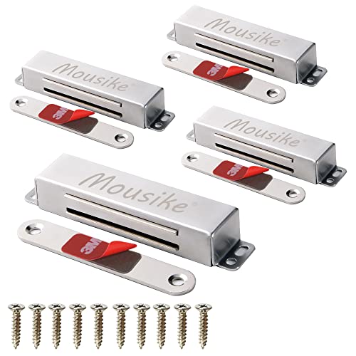 Mousike Magnetic Door Catch Heavy Duty 90lb Door Magnets with Strong Magnetic for Kitchen Cupboard Wardrobe Closet Cabinet Door Drawer Latch - color: Silver, size: 4 Pack