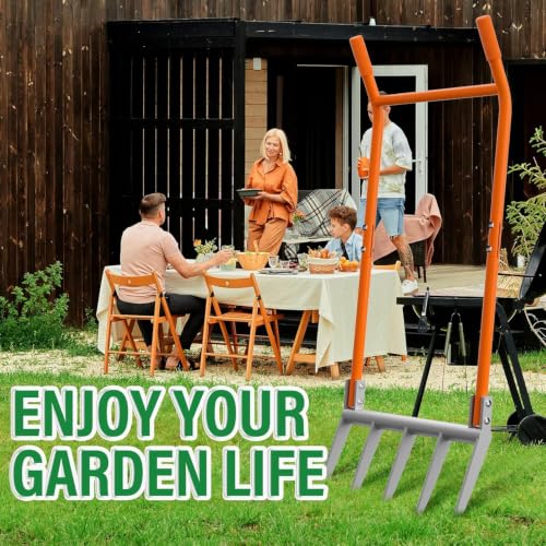 Broadfork 5-Tine Broad Fork for Gardening Ergonomic U-Shaped Design | Heavy Duty Broadfork Tool for Gardening Cultivating Farm Garden Digging Crushing Aerate Soil (Patent Pending)