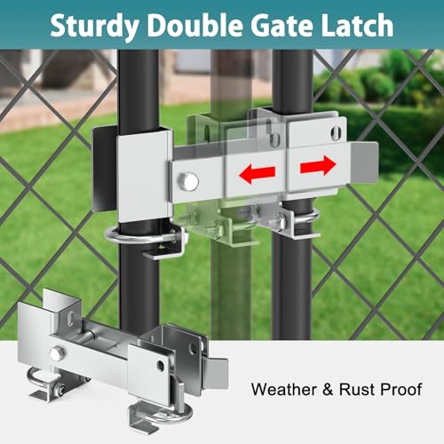 Chain Link Fence Double Gate Latch for 1-3/8" Gate Frame Residential Strong Arm Chain Link Fence Gate Latch Double Gate Latches for Metal Gates Swing Gates - color: Silver for 1-3/8" Gate Frame