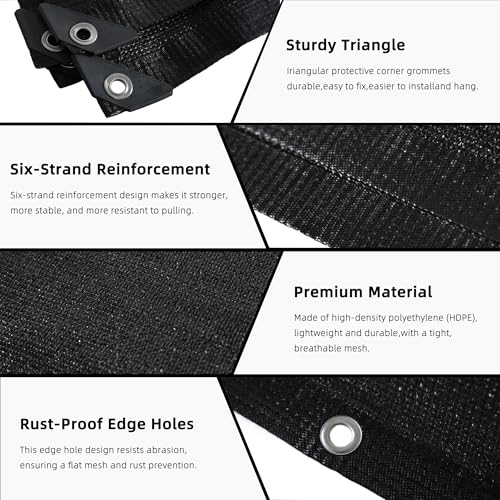 8x10 FT Shade Cloth for Garden, 90% Sun Shade Covers Black, UV Resistant Shade Tarps for Outdoors, Patios, Balcony, Plant, Chicken Coop, Dog Kennel - size: 8x10FT