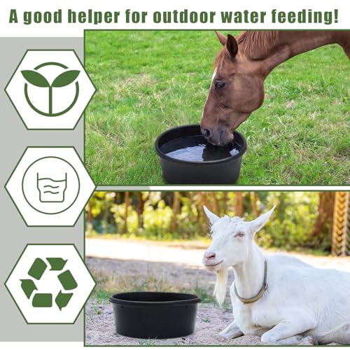 Sadnyy Rubber Feeder Pan, Rubber Feed Pan Utility Horse Feed Bucket Dog Bowl Horse Feeder for Cats Dogs Goats Chicken Dust Bath Container Animal Feeding (4 Quart/ 1 Gallon,4 Pcs) - size: 4 Quart/ 1 Gallon