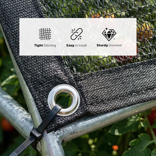 Royal Shade50% Black Shade Cloth 8FT x 16FT Mesh Tarp with Grommets for Garden Patio, Plant Shading, Greenhouse, Pergola, Chicken Coop, Dog Kennel, Lawn (We Make Custom Size)