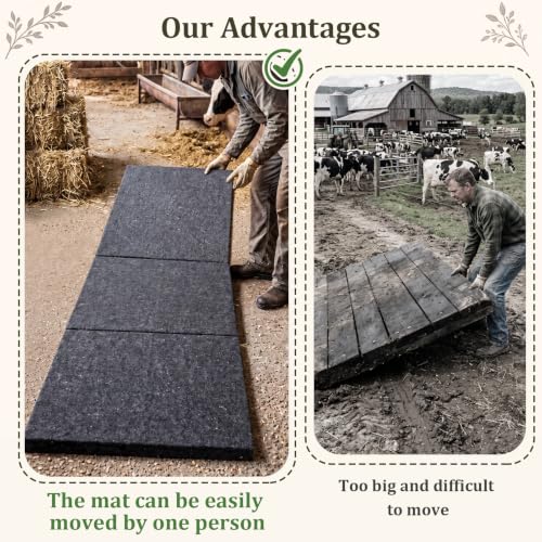 BreezeHug Livestock Padded Chute Floor Mat, 7.5 ft Cushioned Cattle Blocking Chute Pad, Portable Horse Grooming Anti-Fatigue Folding Mat for Show Cattle, Horses & Barns