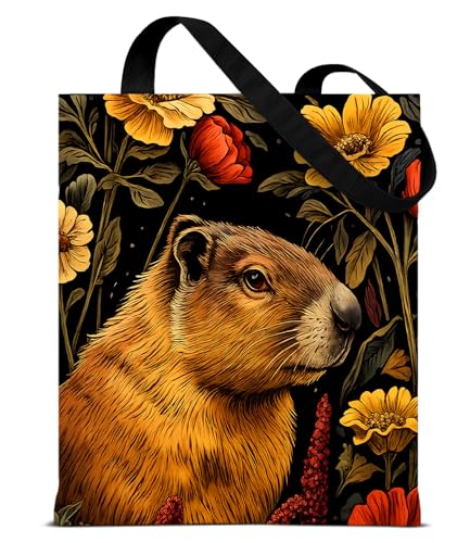 Vintage Botanical Animal Canvas Tote Bag for Women, Aesthetic Floral Animal Reusable Shoulder Bag for Shopping - color: 21