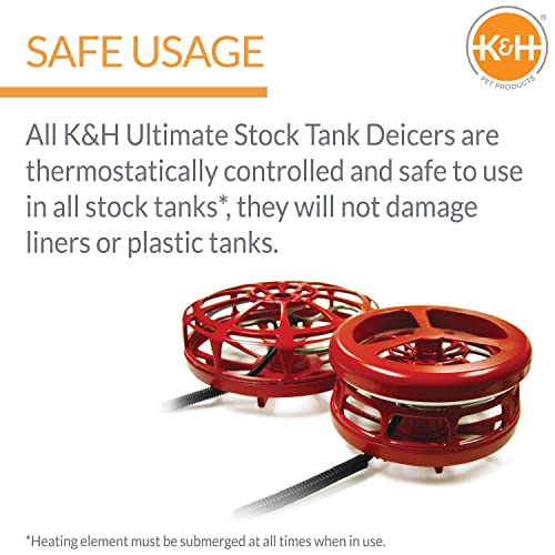 K&H Pet Products Stock Tank & Pond Heater,Ultimate Stock Tank Deicer w/ Cord Clip,Water Trough Heater for Horses,Cattle and Livestock,Full Cage,Floating, Submersible,Safety Listed-Red 750W (Pack of 6) - size: 750 Watts (Pack of 6)