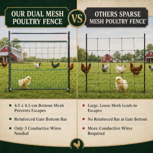 Leinuosen Electric Poultry Netting Gate, 50" H x 37" L Chicken Fence Gate | Portable Electric Poultry Nets Fence Kit for Chickens, Ducks, Turkeys, Sheep, Geese in Yard, Farms, Backyards, Garden - size: 50" X 37"