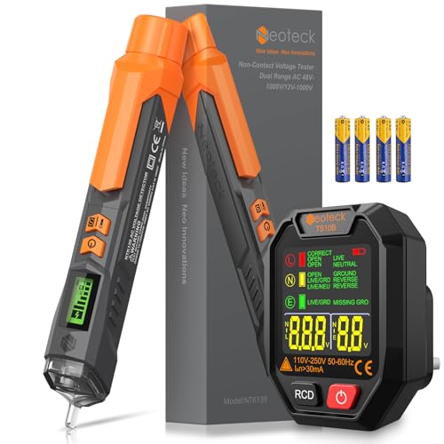 Neoteck Professional Electrical Testing Kit: Digital Multimeter Voltmeter & Voltage Detector Pen with Receptacle Tester, AC/DC Voltage, Current, NCV, Continuity, Live Wire, Circuit Tester