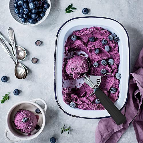 Meadow Lane #24 Ice Cream Disher Scoop, Stainless Steel, Black | Stainless steel 2.7 Tbsp scoop has a reinforced trigger and non-slip handle; dishwasher-safe for ice cream, dough and more. - color: Black