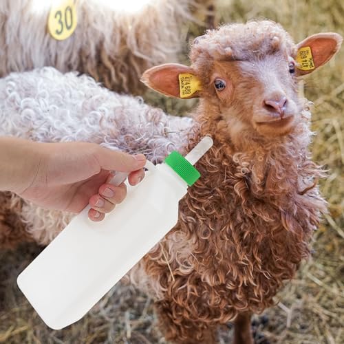 Angoily Lamb Feeding Bottle 29Oz Animal Feeding Bottle with 3 Nipples Livestock Milk for Sheep Baby Goats and Calves Large Capacity Farm Supply