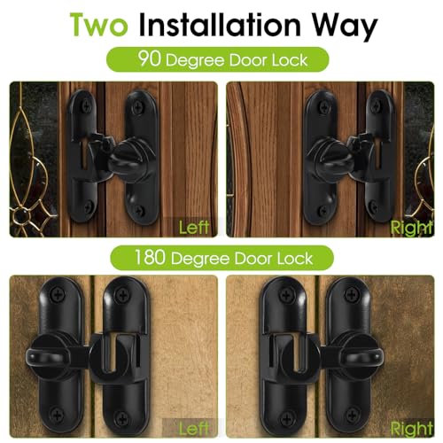 Flip Door Latch Gate Latches 90/180 Degree Barn Door Lock Safety Door Lock for Barn, Sliding Door, Garden, Bathroom, Cabinet, Window Outdoor (1, Black) - color: Black