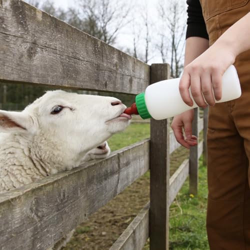 Lamb&Goat Feeding Bottle 2Pcs 500ml Lamb Nipple and Bottle Reusable Small Animal Care Milk Bottle for Farm Supplies