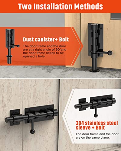 Heavy Duty Slide Bolt Gate Latch Hardware, 6.3 Inch, Black-2PCS | Solid 304 Stainless Steel Latches Electroplating Finish, Barrel Bolt Lock for Wooden Fence, Interior, Yard/Barn/Shed Door - color: Black - 2 Pack