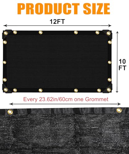 70%-80% Black Shade Cloth,12FTX10FT Mesh Tarp Pergola Sun Shade | UV Sunblock Fabric for Garden, Plants Cover, Greenhouse, Pergola, Patio, Porch & Chicken Coop,Tomatoes - size: 10 FT X 12 FT, style: 70%