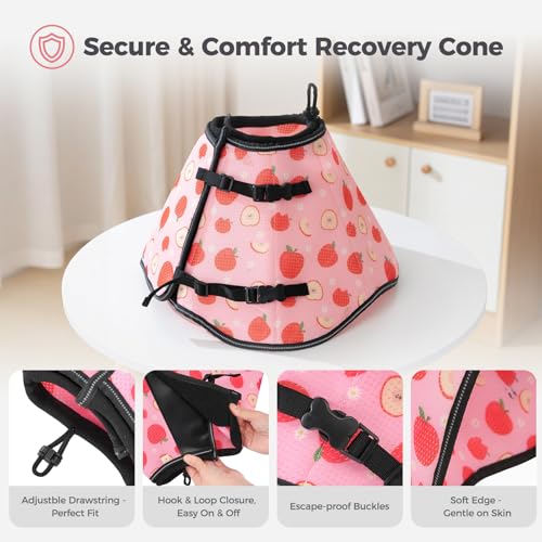 Avont 2026 Upgraded Dog Recovery Collar, Breathable Elizabethan Collar, XL | Soft Dog Cone Alternative After Surgery to Stop Licking, Foldable/Adjustable/Secure-Fit for Medium Large Dogs, Apple - color: Apple, size: XL Neck:(18.9"-20.5") Depth:(11.0")
