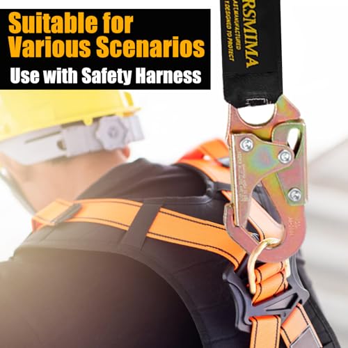 TRSMIMA Safety Harness Lanyard Retractable - Fall Protection Climbing Tree Strap 6 FT Single Leg Internal Shock Absorbing with Hook | Fall Protection 6 FT Single Leg Internal Shock Absorbing with Snap Hook