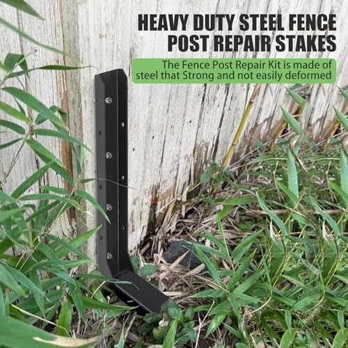 Colinktool 4Pack Fence Post Repair Stakes Kit, Heavy-Duty Metal Fence Post Repair Anchor, Decking Posts, Support 4x4/6x6 Garden Broken Wood Fence Post