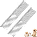 2 Pack Dog Grooming Comb Pet, Stainless Steel Cat Combs with Rounded Teeth, Professional Metal Tear Stain Remover, Dematting Tool for Small, Medium & Large Pets-7.5in - size: 2 Pack
