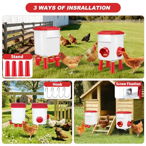 Auto No Waste Chicken Feeder and Waterer Set 2 Gallon/17.6 Pounds | Sturdy & Durable Chick Feeder and Waterer Set, Poultry Feeder Large for Hens/Ducks/Poultry