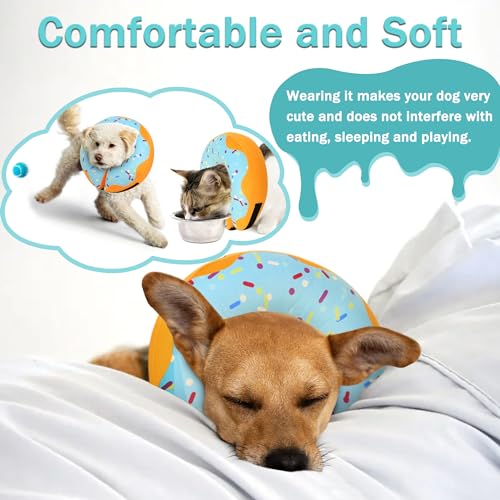 Recovery Donut Collar for Dogs & Cat,Inflatable Dog Cone Collar Alternative After Surgery,Soft Cone for Large Medium Small Dog,Adjustable Pet Neck Donut(Blue,Medium+) - color: Blue, size: M+（neck 11"-14"）