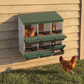 6-Compartment Chicken Nesting Box, Heavy Duty Galvanized Steel Poultry Nest Box, Wall Mount/Freestanding Design for Hens, Ducks, Backyard Homesteads & Farm Use, Green, with Soft Mats, No Stand - color: Green, size: 6 Room&Mat Board