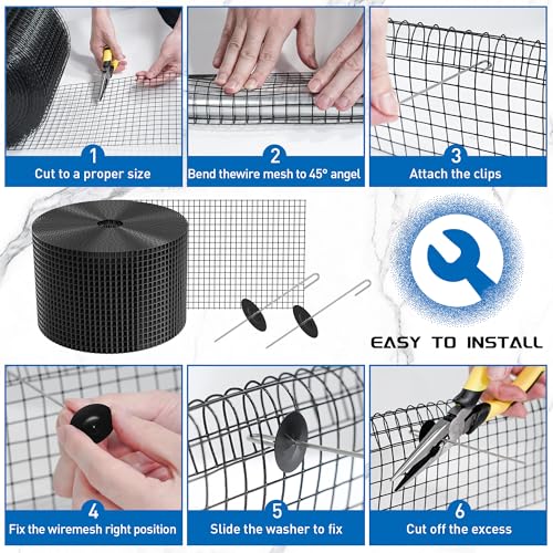 Solar Panel Bird Guard, 6in x 50ft with 50 Fastener Clips | PVC Coated Welded Wire Mesh Critter Guard for Solar Panels, Solar Screen for Pigeon Netting Bird Squirrel Proof - color: 6IN x 50FT